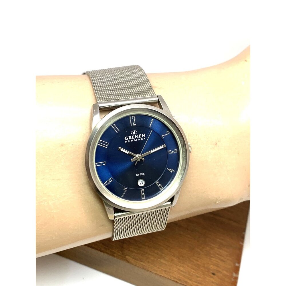 Grenen by Skagen Denmark Mens Watch M-24XLSSN Quartz Blue Dial Silver Steel 38mm - Picture 11 of 14